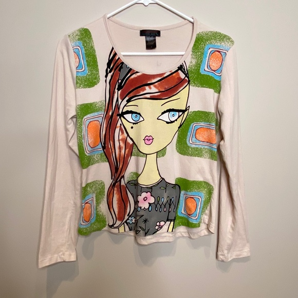 Custo Barcelona Gal Face Long Sleeve Top, Custo Size 4 - Picture 9 of 9